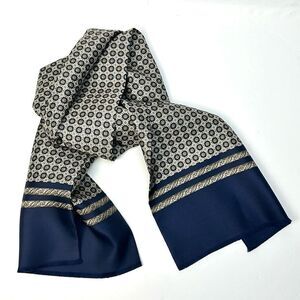 Men’s Doubled Silky Scarf Navy Blue Gray